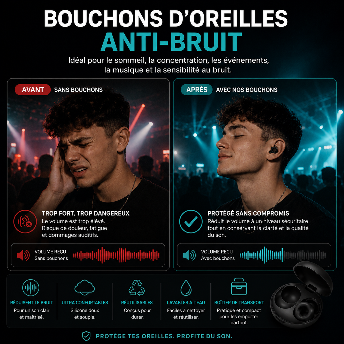 Bouchons d’oreilles réutilisables - Violet